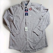 STAFFORD Mens Button Down Long Sleeve Shirt Performance 16 34-35 Plum NWT