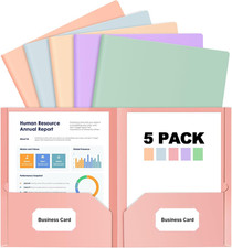 Paper Folders with Pockets, 5 Color Heavy Duty Two Pocket Folder with Business
