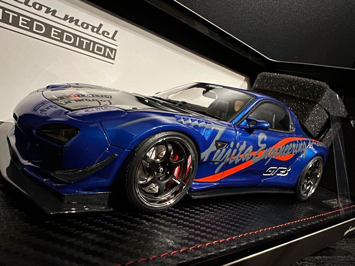 Limited 1/18 IG2962 FEED Afflux GT3 FD3S Blue Metallic With Engine Ignition Mode