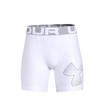 Under Armour L83108 Big Boys Heatgear Armour White Fitted Shorts Size YXS
