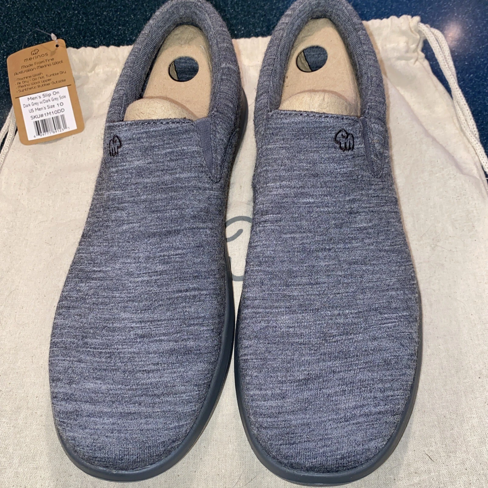 Merinos Men’s Size 10 New With Tags Dk Grey / Dk Grey Sole Wool Slip On Shoes