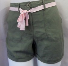 LOFT GREEN PINK CASUAL LINEN CUFFED SHORTS SIZE: 6 NWT