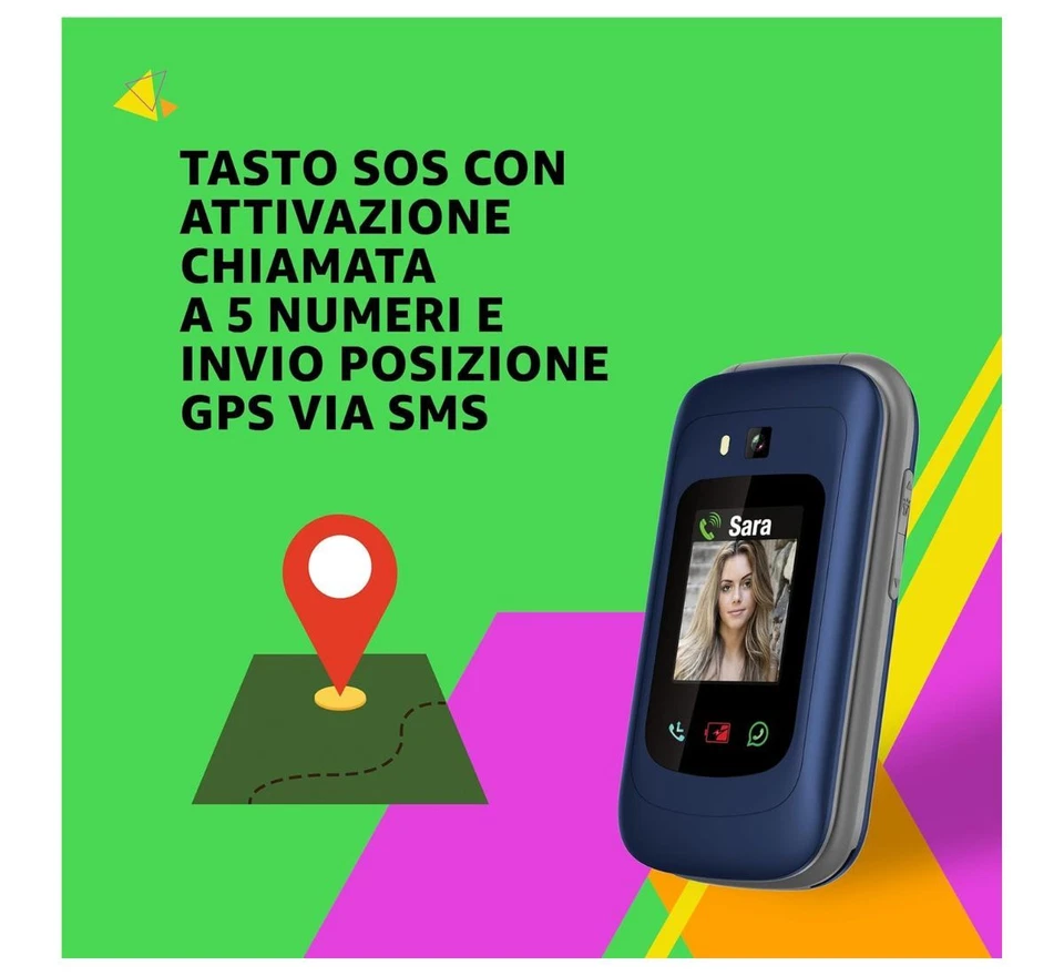 Telefono cellulare per anziani a CONCHIGLIA telefonino flip 4g tasti grandi sos - Immagine 4 di 4