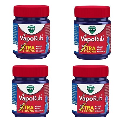 4 x Vicks Extra Strong VapoRub Vaporizing Ointment Headache Cold Cough - 25 ML
