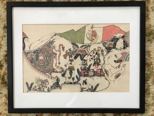 Original Art Painting Devoted to Mayan Culture Signed Joe Torres