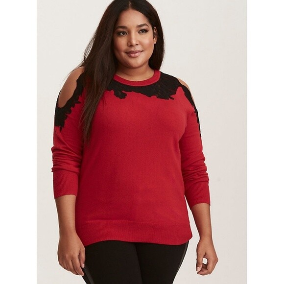 lace cold shoulder sweater