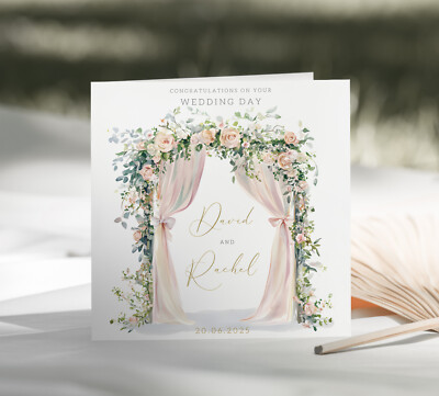 Personalisierte Karte zum Hochzeitstag für Braut Bräutigam Herr Frau Brautpaar (176)