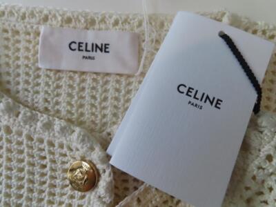 NWT CELINE Off-White Floral Crochet Cardigan Jacket/Sweater Size