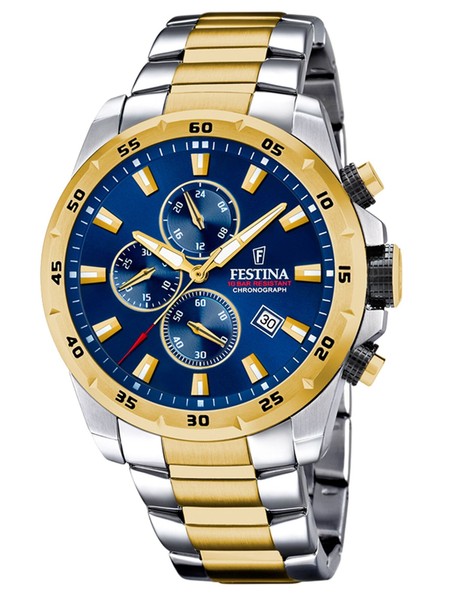 Festina Chronograph Uhr Herrenuhr Edelstahl Chrono Datum Bicolor F20562/2-image