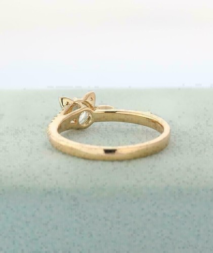 1.50Ct Round Lab Created Diamond Women's Wedding Cat Ring 14K Yellow Gold Plated - Picture 5 of 8