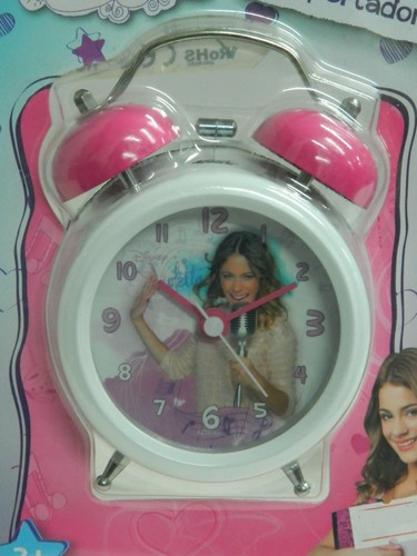 OROLOGIO SVEGLIA VIOLETTA ROTONDA DISNEY CAMPANA VIOLA BIANCA IDEA CASA E43 - Picture 5 of 5