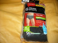 6 tagless briefs sm 28-30 Hanes full rise comfort soft cool wicking flex blk gre