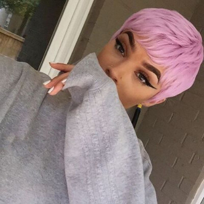 Short Pixie Cut Wigs Purple Wigs For Women Synthetic Hair Wave Hair Boy Cut Wigs