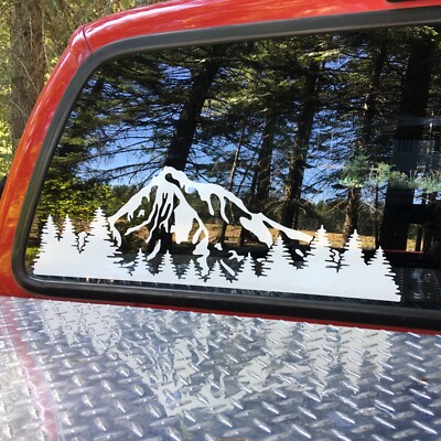 Mountain and Tree Decal for Window or Vehicle Body Side