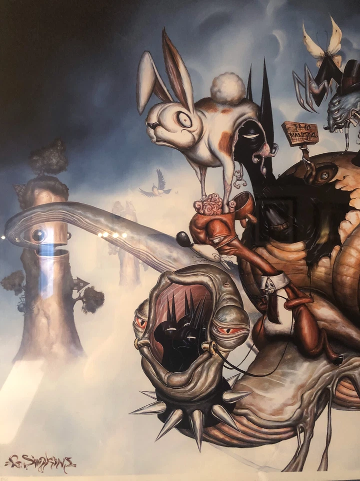 格雷格 "CRAOLA" SIMKINS "Caustic Bunny Snail" 打印框 罕见! 25 艺术版 — 第 3/4 张图片