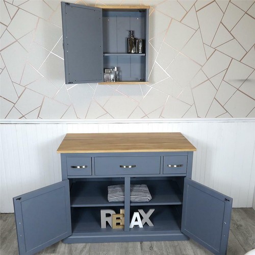 Grey Painted Bathroom Furniture | Vanity Cabinet Cupboard Storage Sideboard - Picture 2 of 7