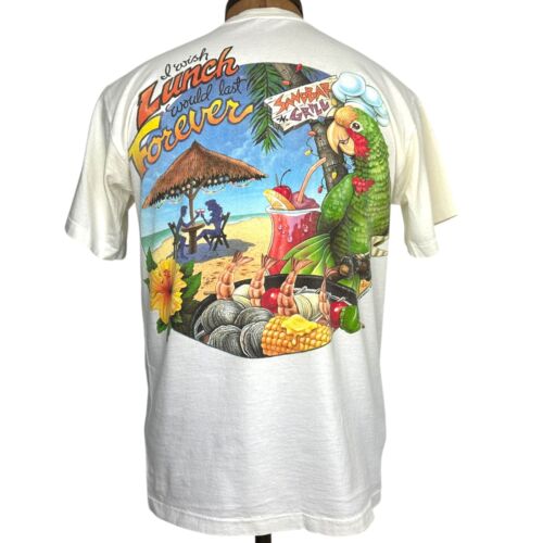 VTG Jimmy Buffett Caribbean Soul Shirt Mens M 1998 Single stitch Parrot Beach