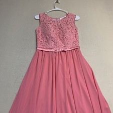 Prom Cocktail Dress Pink Floor Length Built In Bra
