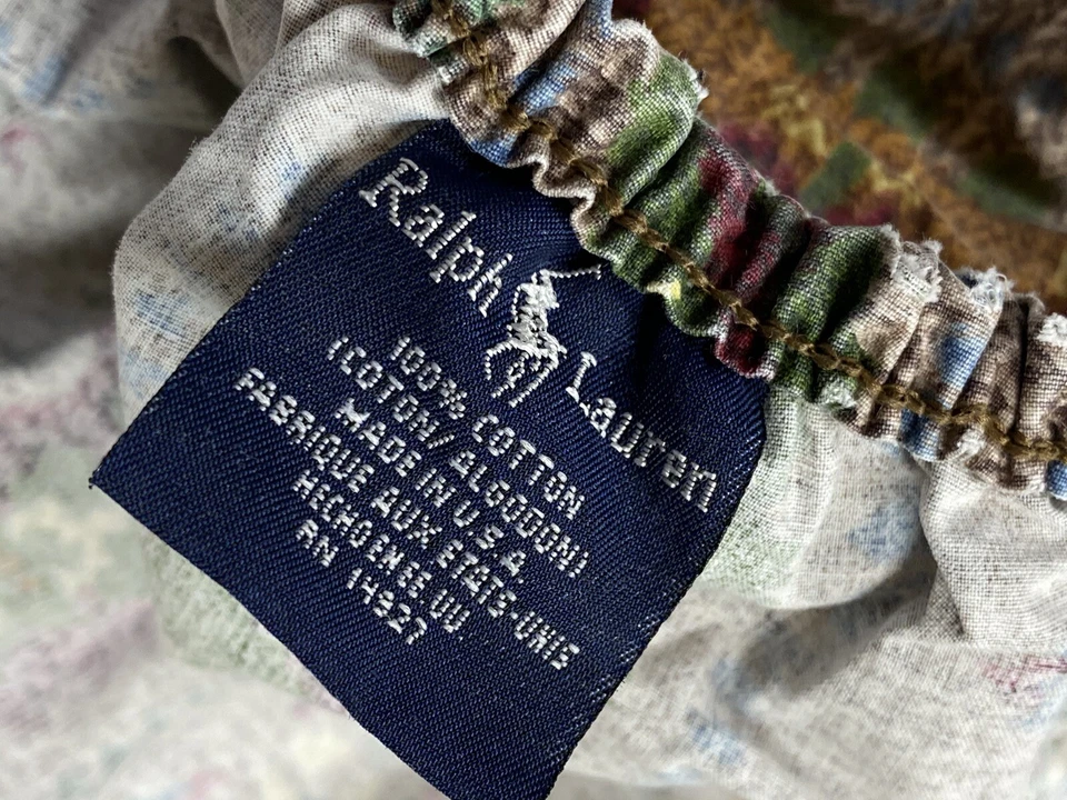 Ralph Lauren 罕见贴合床单床上用品 Leland Fair Isle 双人尺寸 80 年代复古 — 第 3/4 张图片