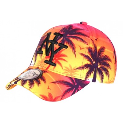 Casquette Baseball NY Bleu Rouge Palmiers - Style Tropical Copaka Taille Unique Neuve