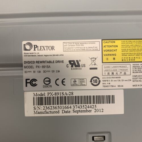 Plextor 24X SATA DVD RW Dual Layer Burner Drive Writer Optical Drives PX-891SAF - Picture 4 of 7