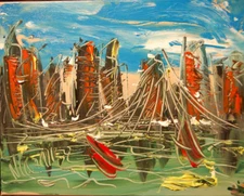 Painting NEW CITY  abstract SIGNED BY KAZAV Original    IMPRESSIONIST  wdwdq