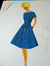 DISEGNO SKETCH MODA VINTAGE ITALIAN FASHION DESIGN 1950 1960 60S 50S BOZZETTO