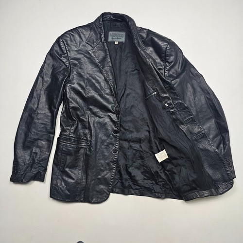 vintage versace versus Mens jacket blazer Black leather size L - Picture 3 of 11