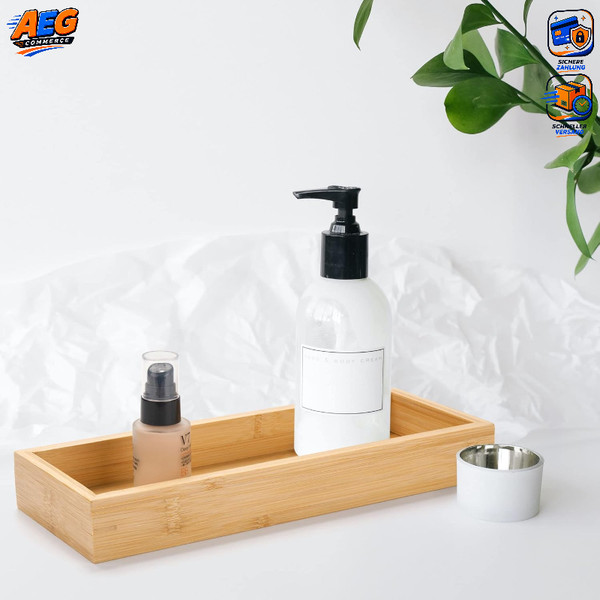 Badezimmer Tablett Bambus Holz Kosmetik Organizer Dekorativ 30X11,5X4 Cm-image