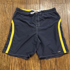 Vintage 90s Ocean Pacific OP Blue Yellow Board Shorts Swim Trunks - Men's Large