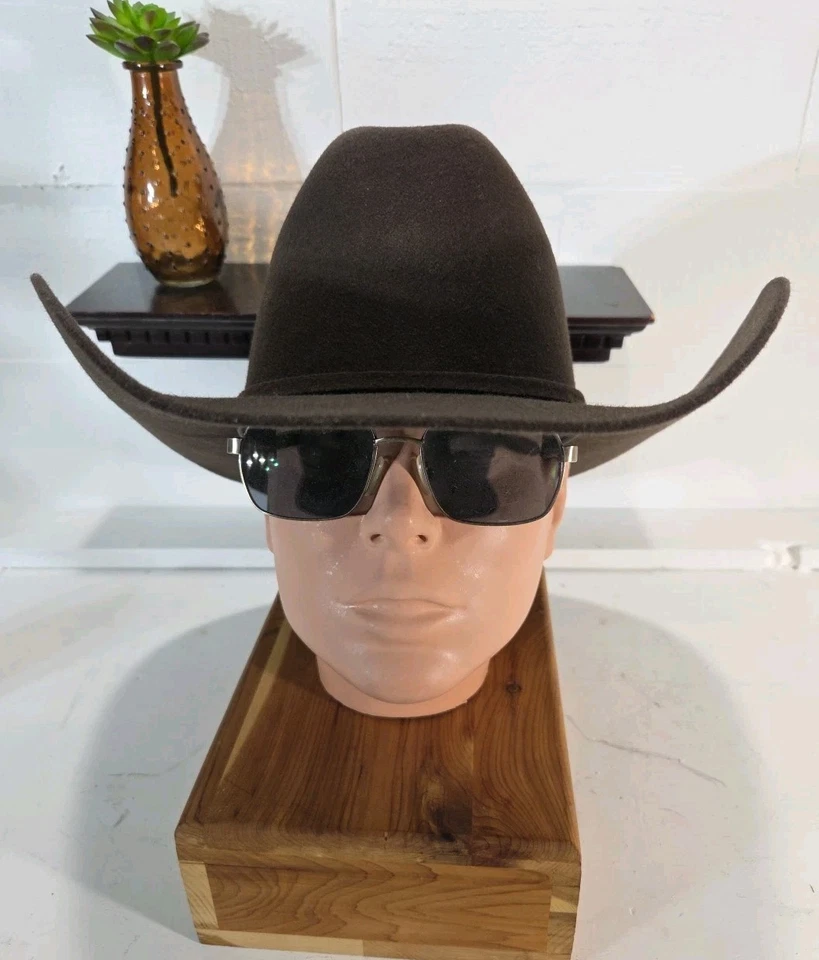 Justin Auténtico 3X Sombrero de Vaquero de Lana Marrón - Talla 6 3/4 BONITO  Foto 4 de 4