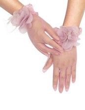 Women's Short Tea Party Mesh Gloves Costume Party Dance One Size Dusty Rose