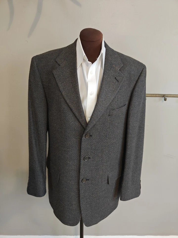 🇺🇲 Vtg Nordstrom Three Button Wool Sports Coat Made In USA 42 R Brown Blue... - Image 3 of 4