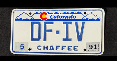 Chaffee County Colorado designer vanity license plate DV-IV