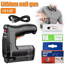 Cordless Staple Gun Heavy Duty Tacker Stapler Upholstery Nail Gun W/2000 Nails