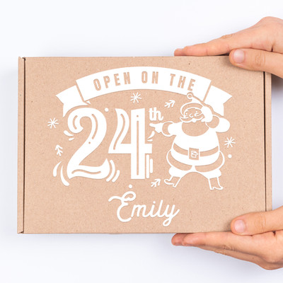 Heiligabend Box - Open On The 24th: Personalisierte Heiligabend Box Sticker, individuell