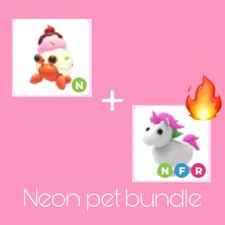   Adopt Me Today   2 Pet Bundle/ NFR Unicorn,N Ice Cream Hermit  / Read Desc