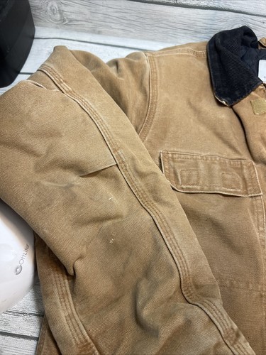 Carhartt Heavy Zip-Up Work Jacket/Coat (#14806) Brown-Youth XL 14/16 Distressed - Picture 5 of 16