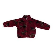Black Mountain Zip Up Fleece Jacket - Toddler 4T Red with Running Horses