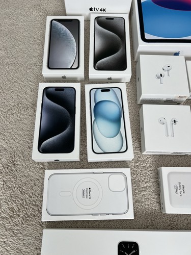 Lot de (13) Boîtes VIDES Apple iPhone, iPad, AirPods, avec autocollants LOGO Apple - Photo 4 sur 5