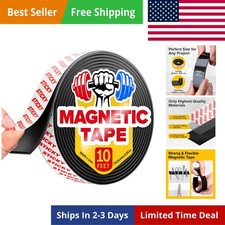 Super Sticky Magnetic Tape 10 feet x 1 inch - Stong Magnet Strip with Adhesiv...