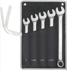 Long-Handle Combination Wrench Set, 5-Piece, 1“ to 1-1/4”, 12-Point