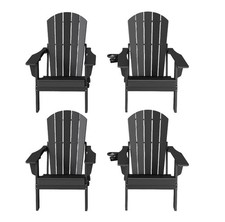 Set of 4 Folding Adirondack Chairs HDPE Outdoor Patio Lawn Deck Seating