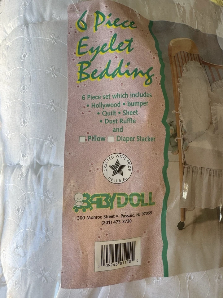 NUEVO De Colección 6 piezas Ojales Acolchado Cuna Ropa de Cama Falda Pañales Apilador Cenefa Casa de Campo Foto 3 de 4