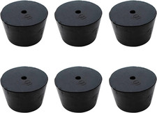 Rubber Stopper with Hole, Black, 33mm to 41mm, 6 Pcs