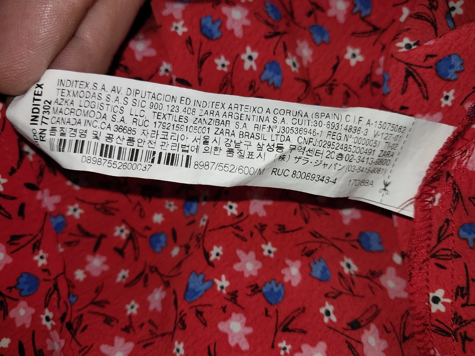 VALENTINO ZARA Vestito Donna Rosso Ditzy Stampa Floreale Scollo a V Maniche Lunghe Taglia Media