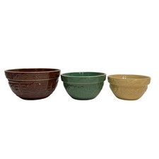 Gooseberry Patch Embossed Stoneware Mixing Nesting Bowl Set of 3 Autumn Pattern