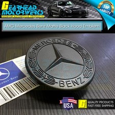 Amg Front Hood Emblem Matte Black Flat Laurel Wreath Badge Mercedes Benz 57mm C