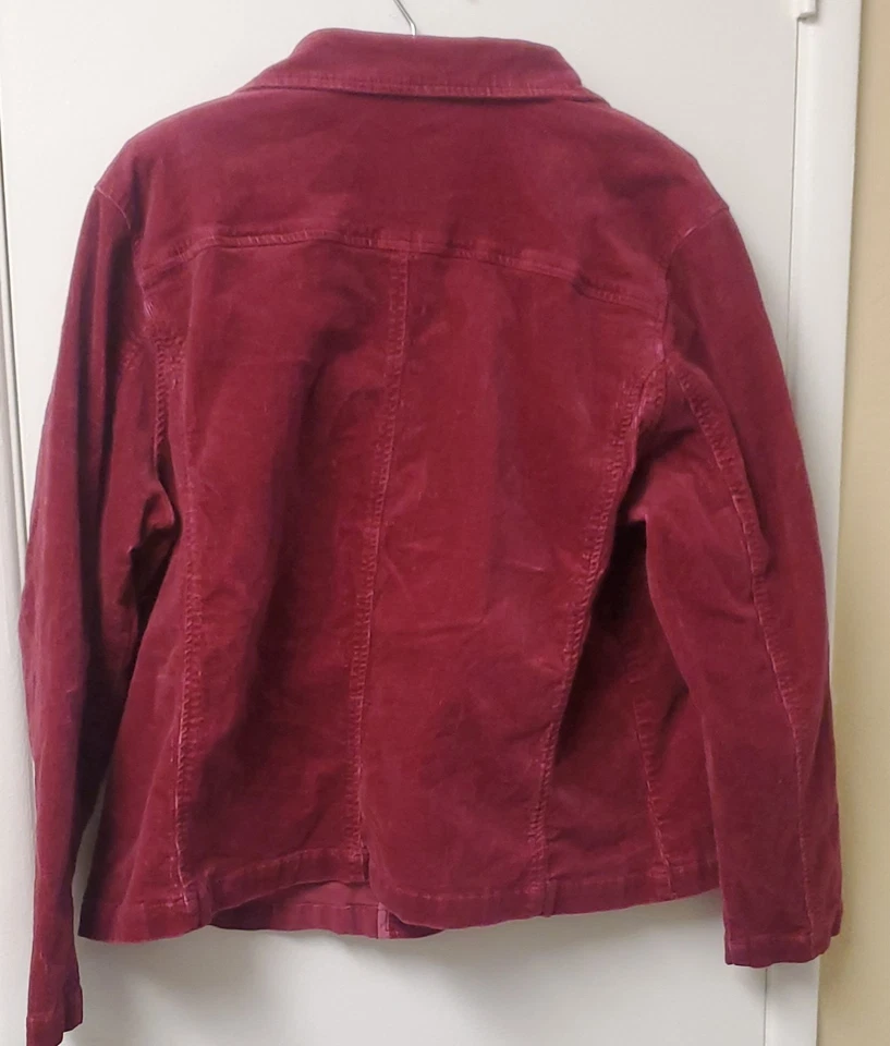 Venezia Size 18/20 Corduroy Blazer Jacket Burgundy 3 Button Long Sleeve Pockets - Image 2 of 4