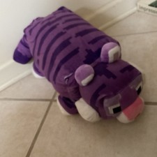 Minecraft Legends Purple Tiger Stripe Jungle Cat Plush Stuffed Animal Doll 20"